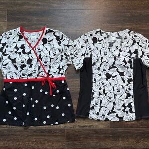 LOT of 2 Minnie Mouse Disney Scrub Tops L